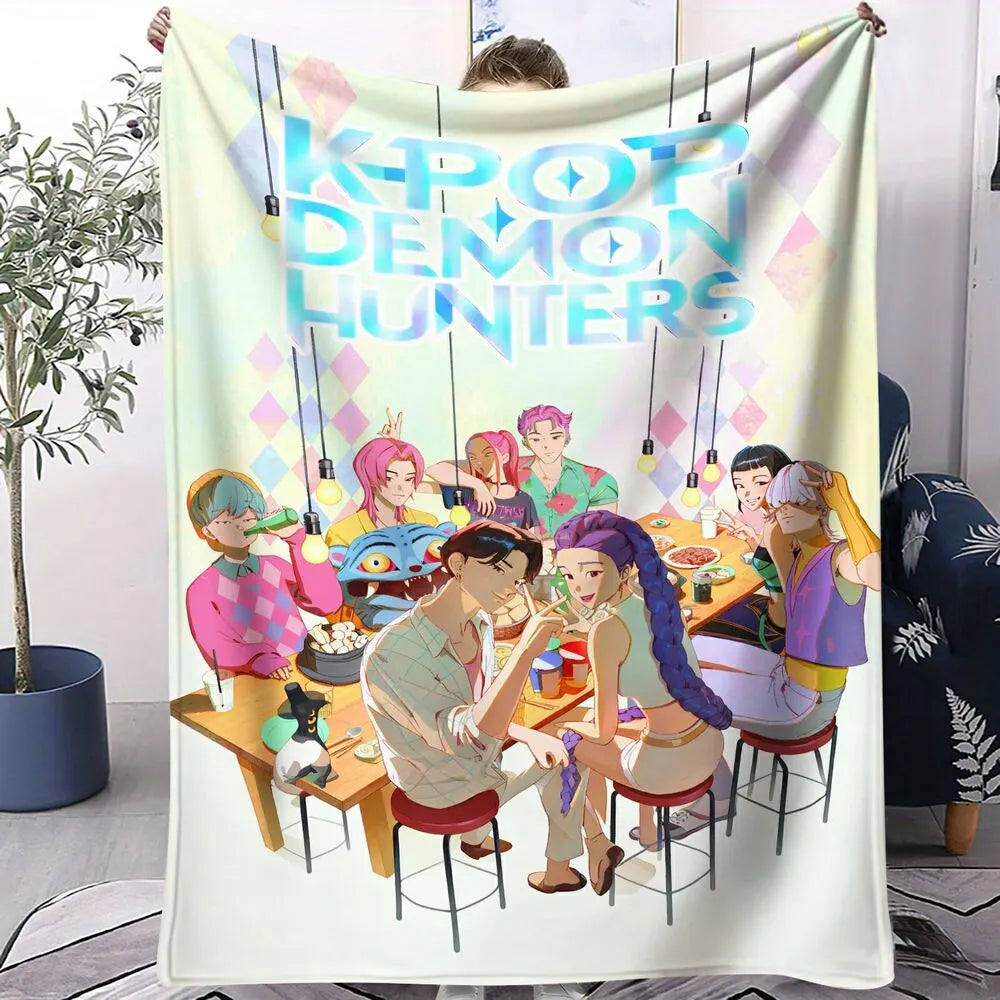 K-POP Demon Hunters Anime Characters Multipurpose Throw Blanket
