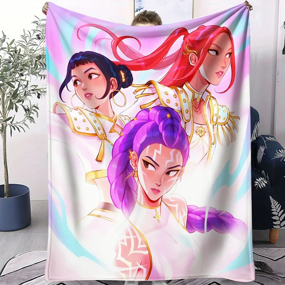 K-POP Demon Hunters Anime Characters Multipurpose Throw Blanket