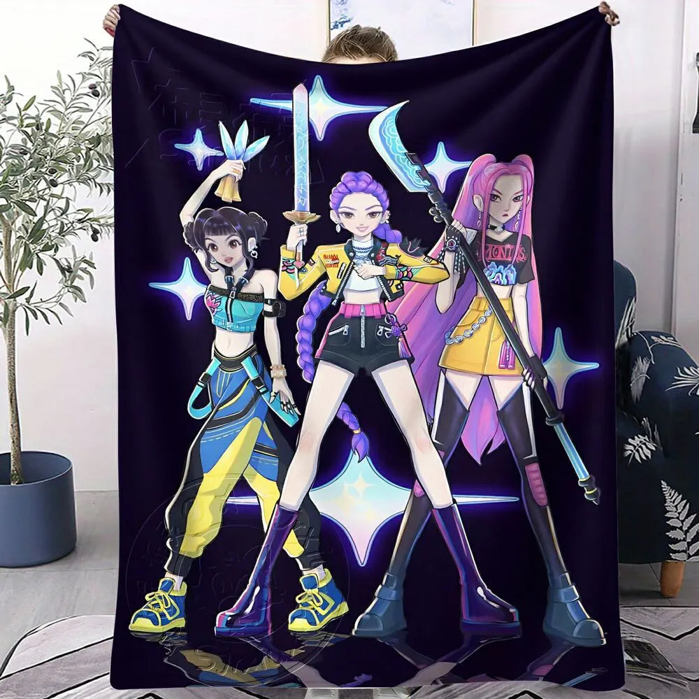 K-POP Demon Hunters Anime Characters Multipurpose Throw Blanket