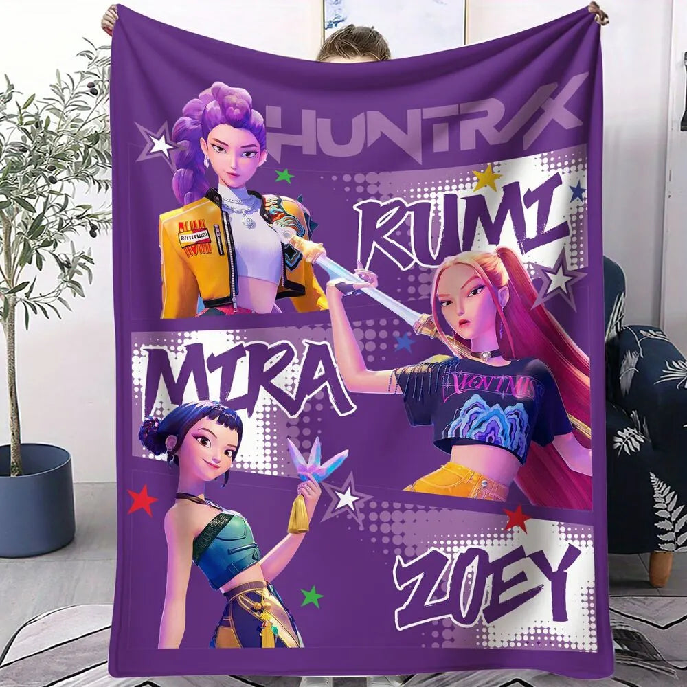 K-POP Demon Hunters Anime Characters Multipurpose Throw Blanket