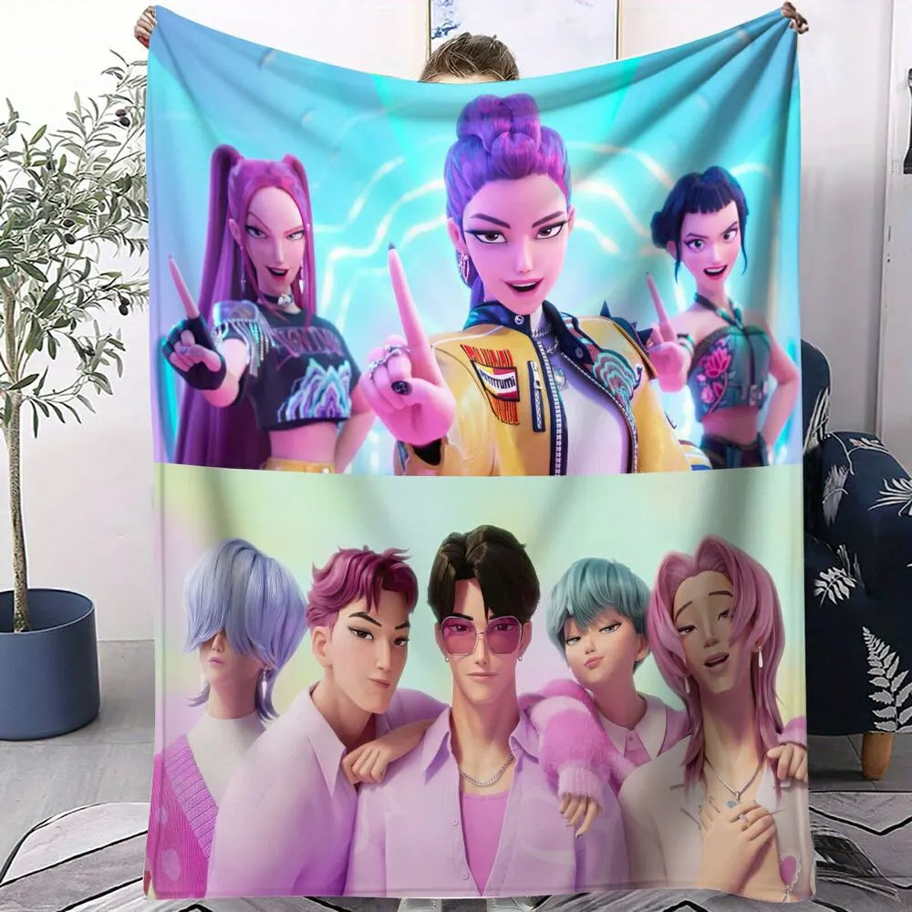 K-POP Demon Hunters Anime Characters Multipurpose Throw Blanket