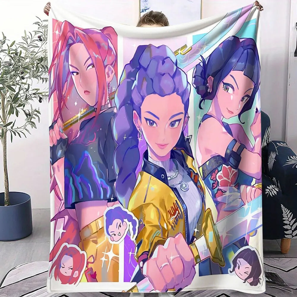 K-POP Demon Hunters Anime Characters Multipurpose Throw Blanket