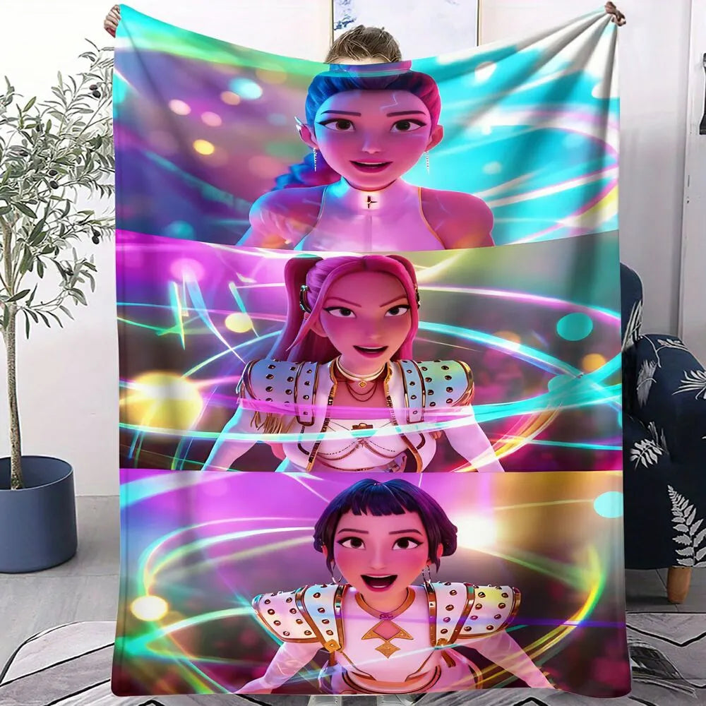 K-POP Demon Hunters Anime Characters Multipurpose Throw Blanket