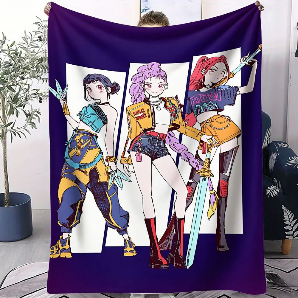 K-POP Demon Hunters Anime Characters Multipurpose Throw Blanket