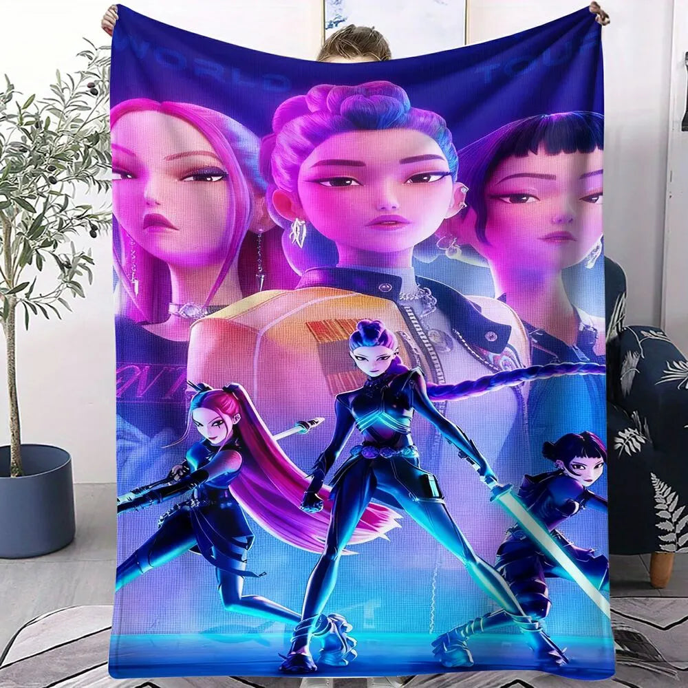 K-POP Demon Hunters Anime Characters Multipurpose Throw Blanket