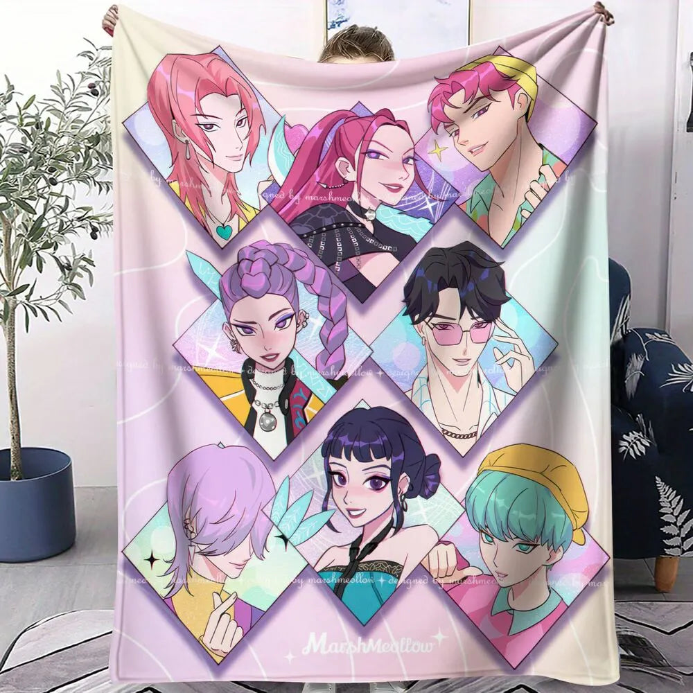 K-POP Demon Hunters Anime Characters Multipurpose Throw Blanket