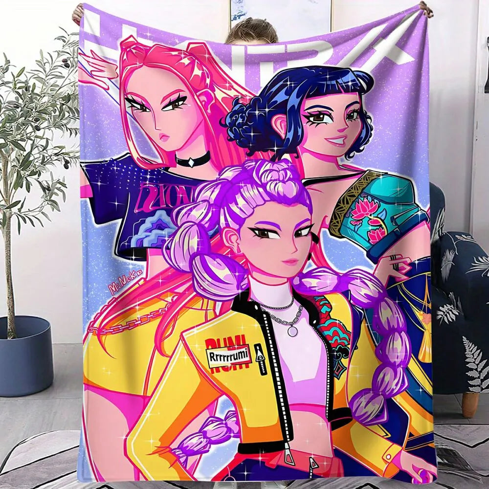 K-POP Demon Hunters Anime Characters Multipurpose Throw Blanket