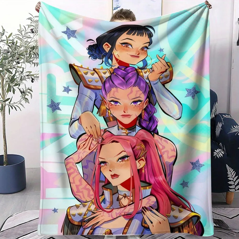 K-POP Demon Hunters Anime Characters Multipurpose Throw Blanket