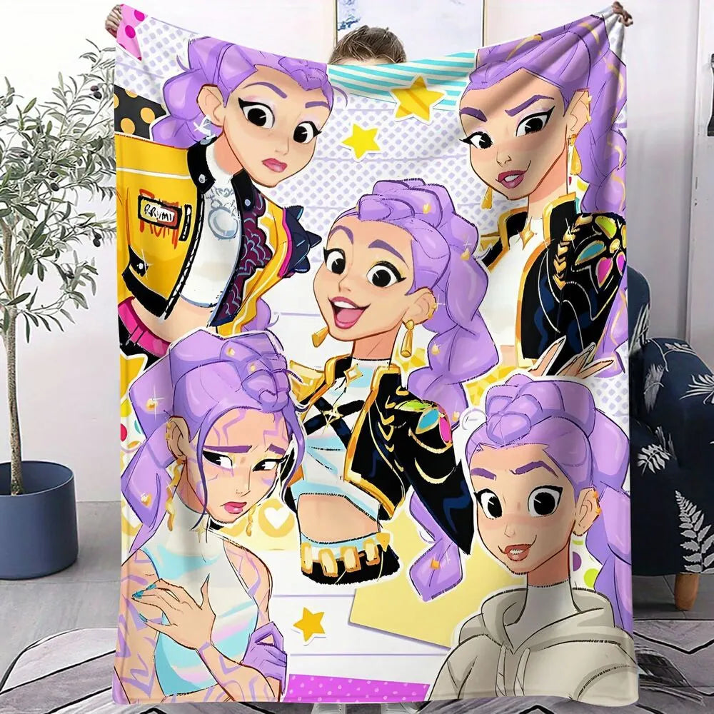 K-POP Demon Hunters Anime Characters Multipurpose Throw Blanket