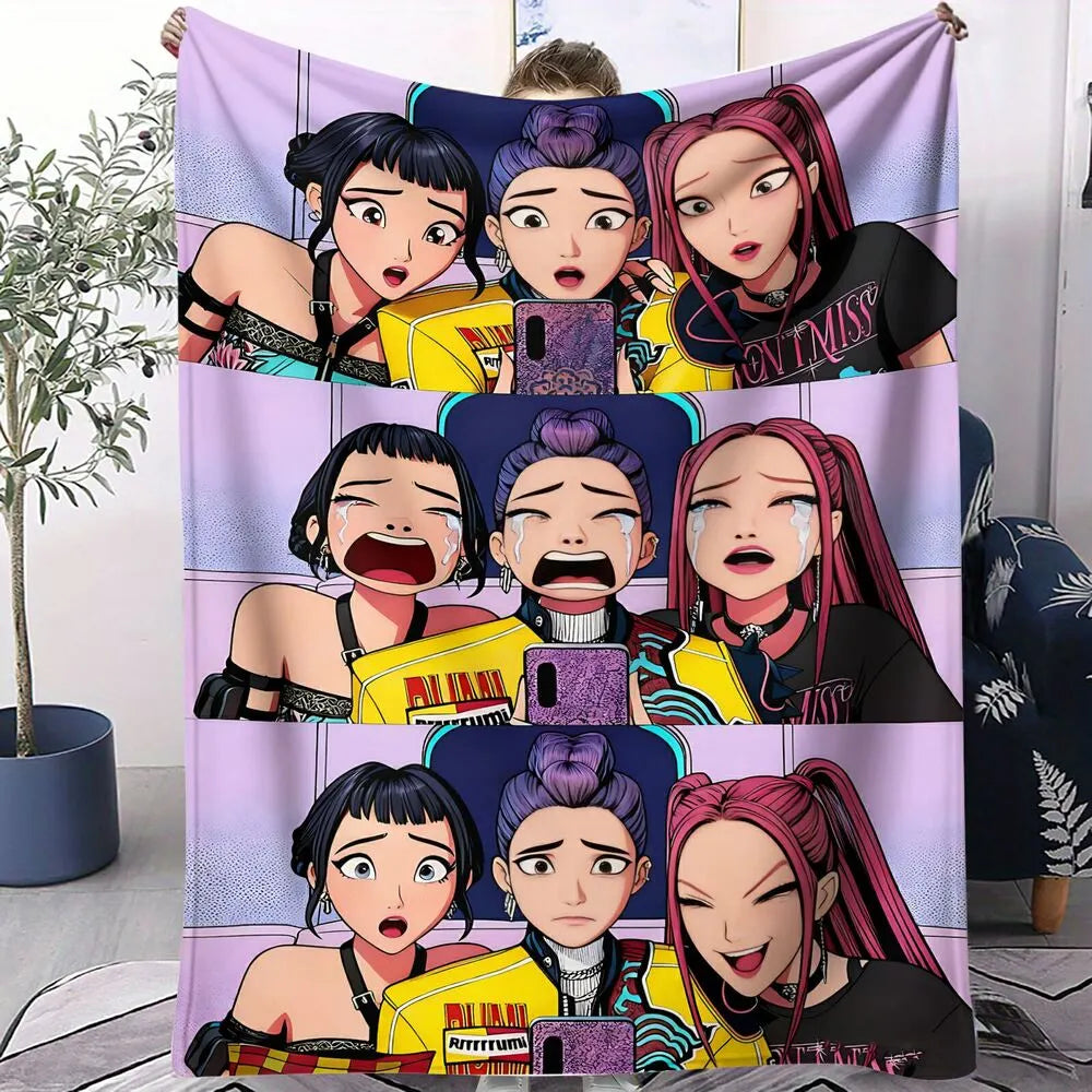 K-POP Demon Hunters Anime Characters Multipurpose Throw Blanket