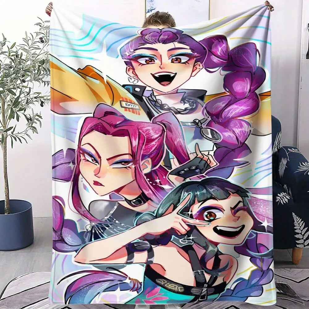 K-POP Demon Hunters Anime Characters Multipurpose Throw Blanket