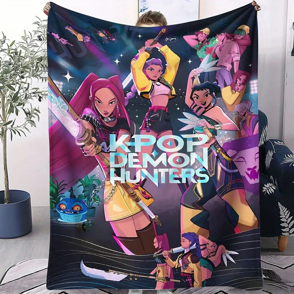 K-POP Demon Hunters Anime Characters Multipurpose Throw Blanket