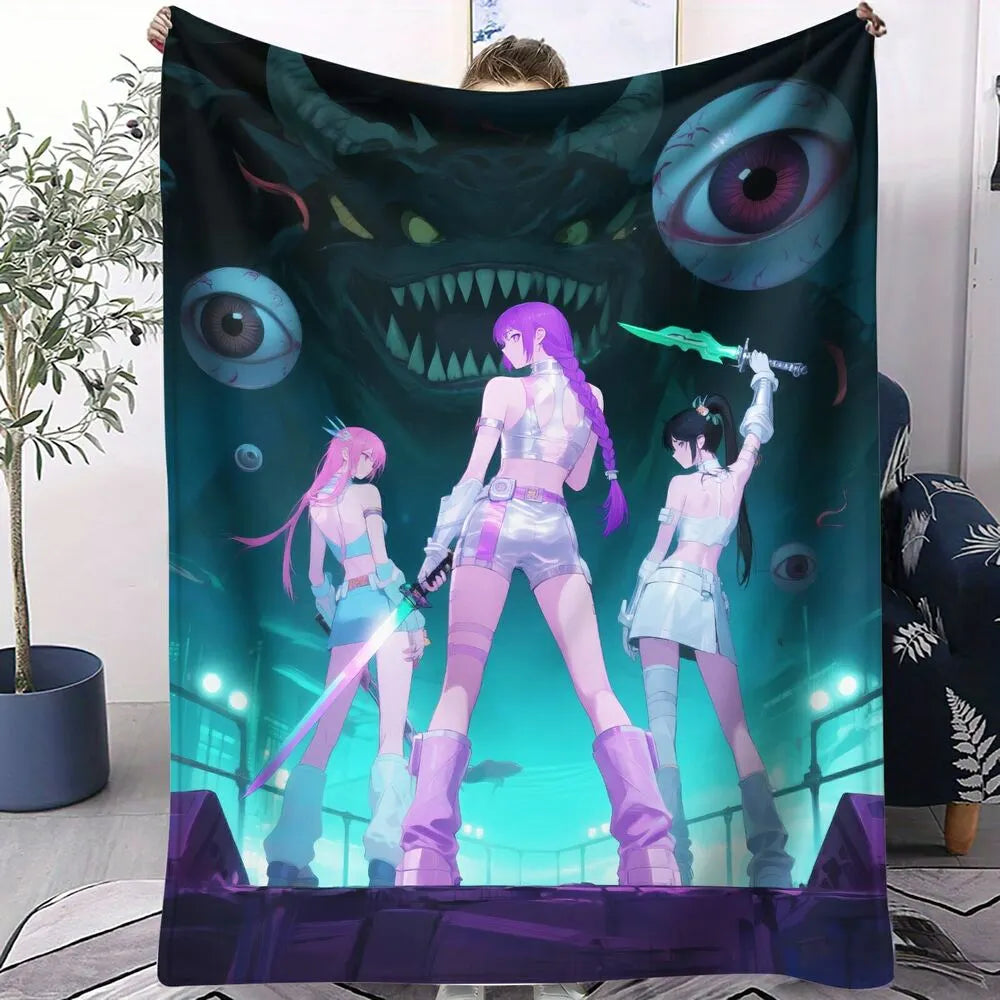 K-POP Demon Hunters Anime Characters Multipurpose Throw Blanket