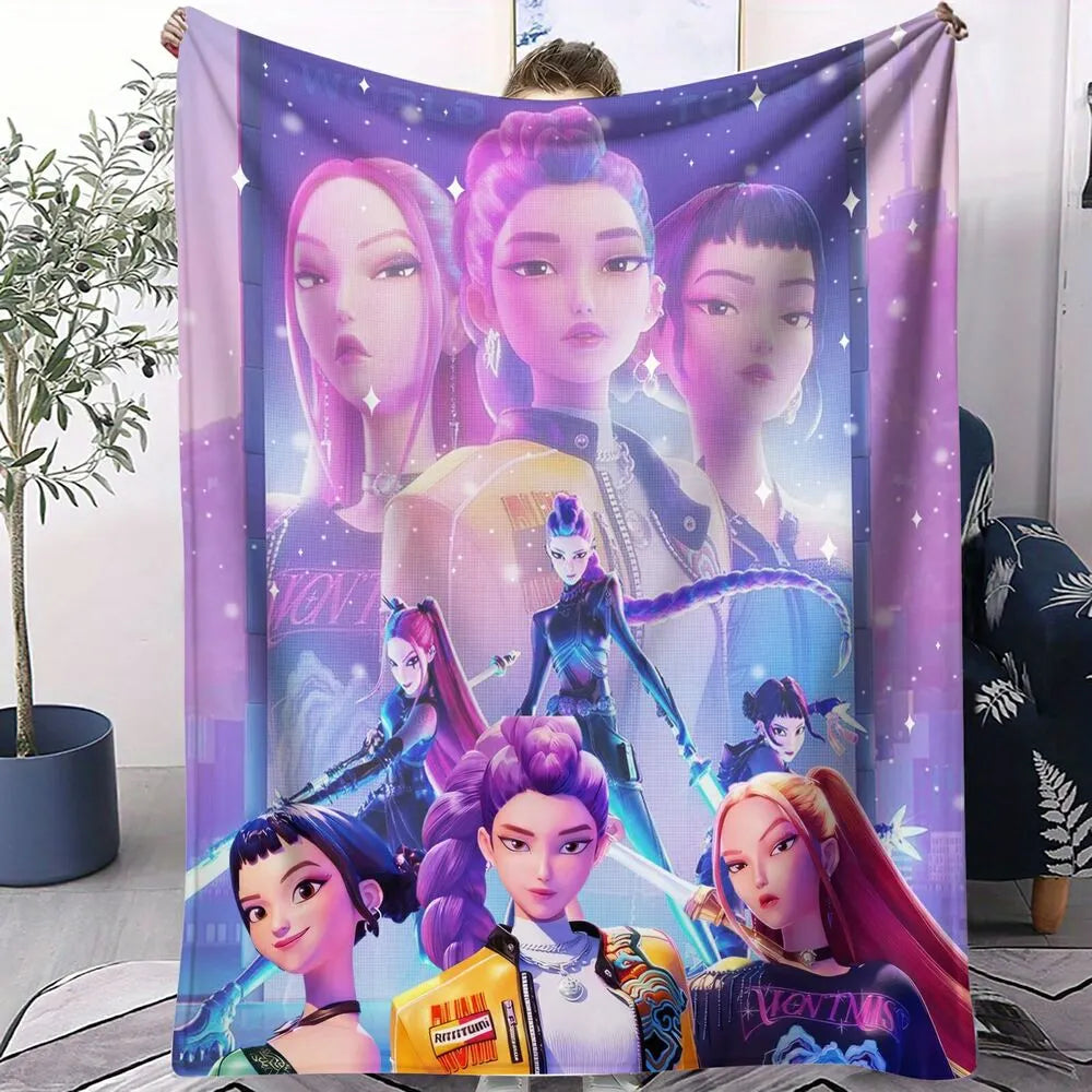 K-POP Demon Hunters Anime Characters Multipurpose Throw Blanket