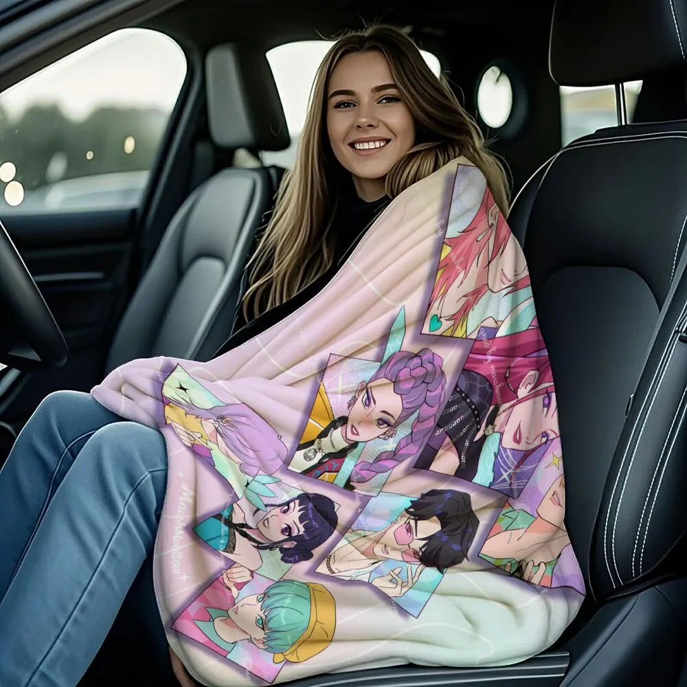 K-POP Demon Hunters Anime Characters Multipurpose Throw Blanket