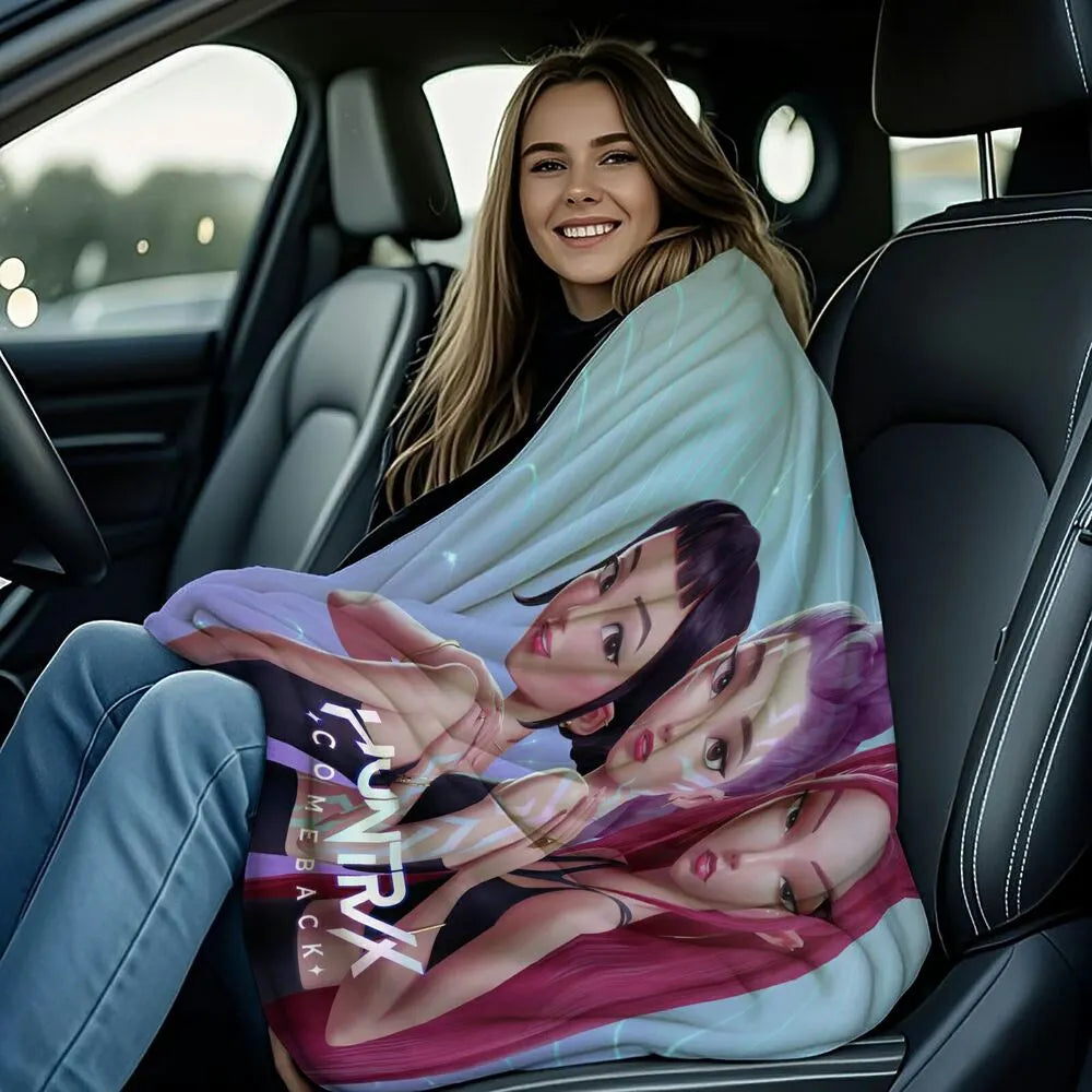 K-POP Demon Hunters Anime Characters Multipurpose Throw Blanket