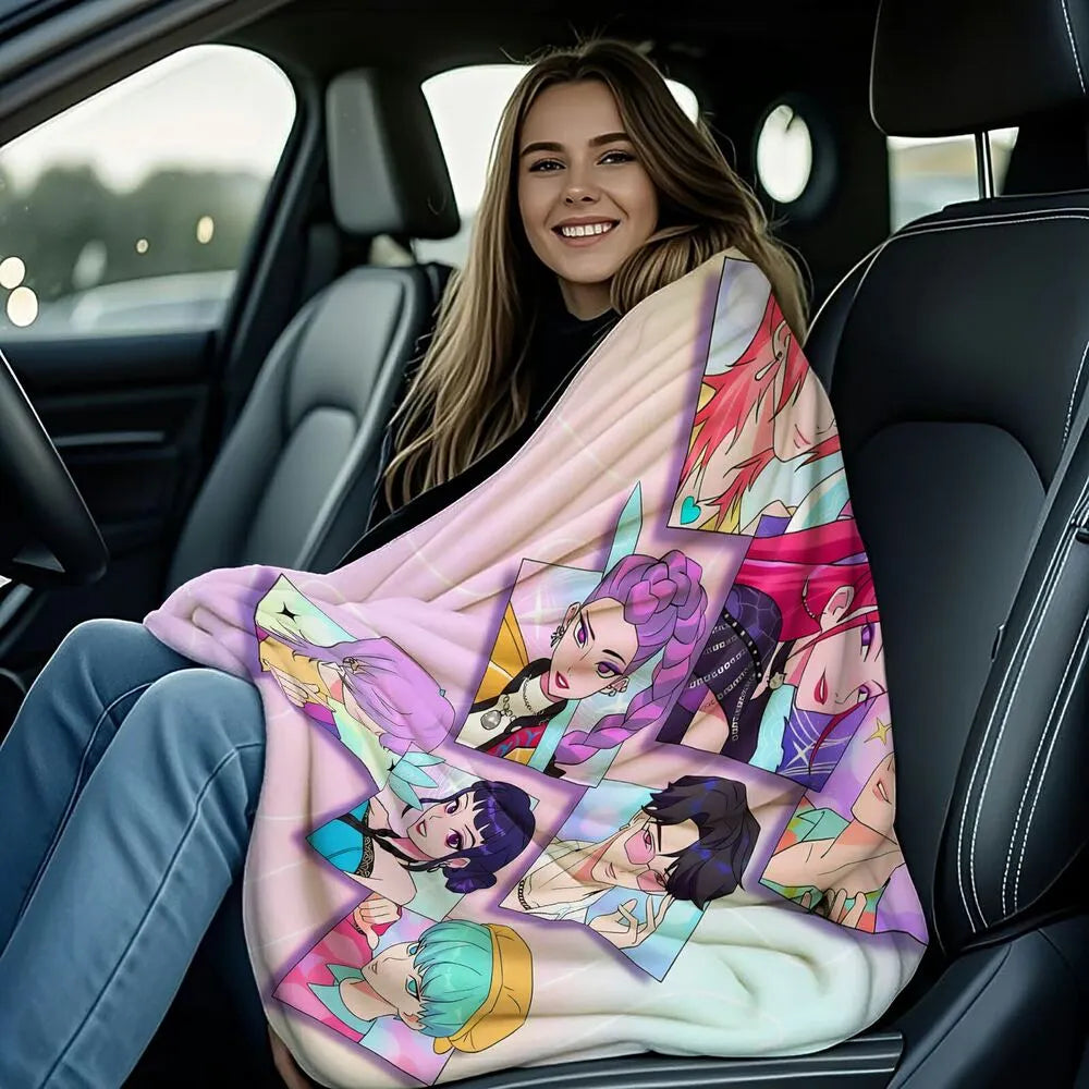 K-POP Demon Hunters Anime Characters Multipurpose Throw Blanket