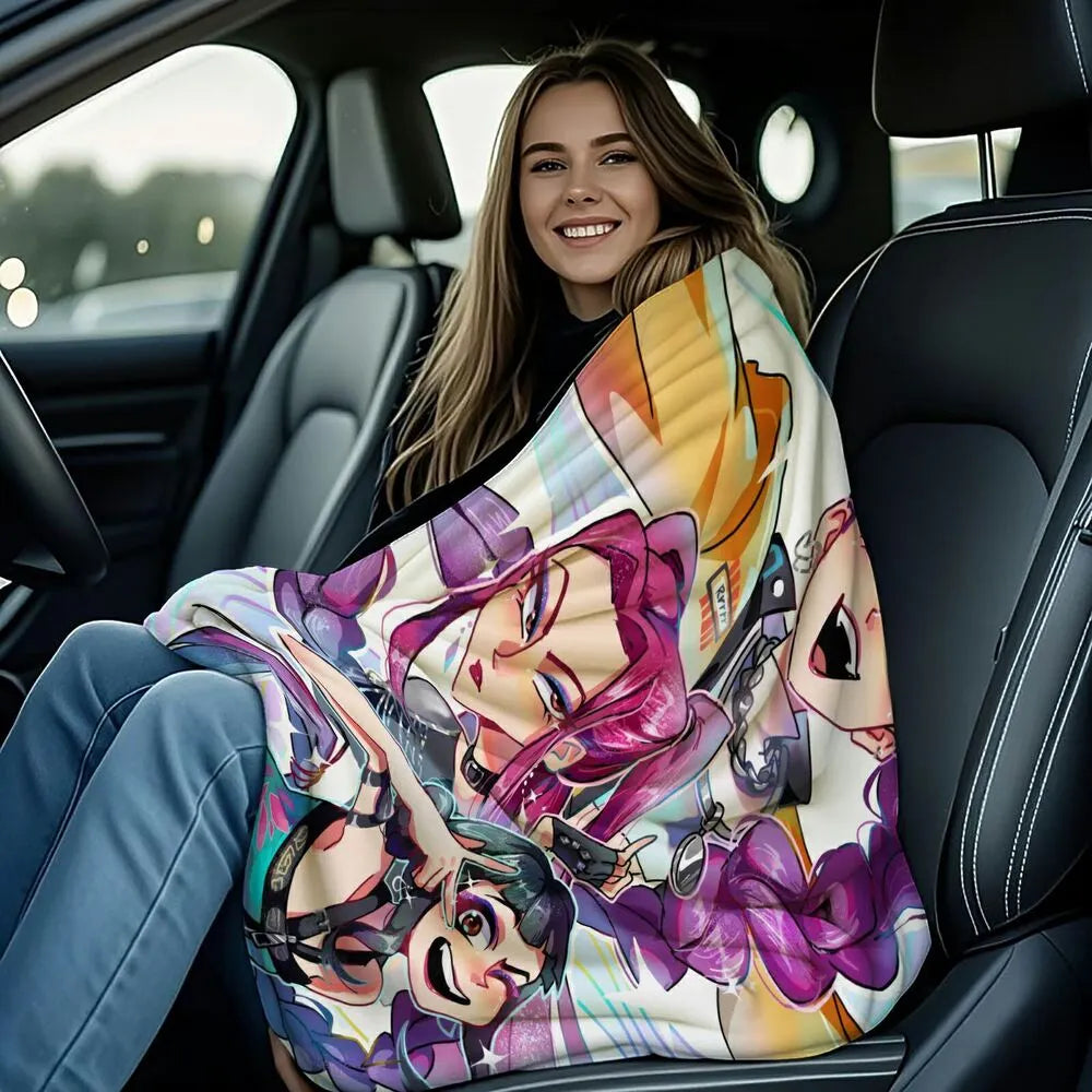 K-POP Demon Hunters Anime Characters Multipurpose Throw Blanket