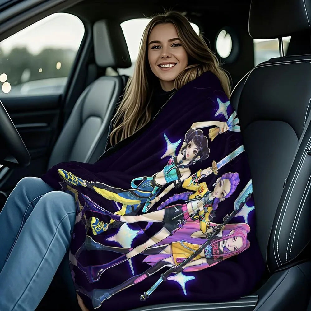 K-POP Demon Hunters Anime Characters Multipurpose Throw Blanket
