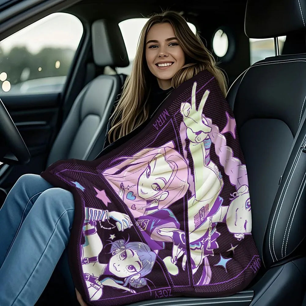 K-POP Demon Hunters Anime Characters Multipurpose Throw Blanket