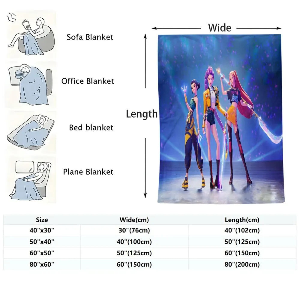 K-POP Demon Hunters Anime Characters Multipurpose Throw Blanket