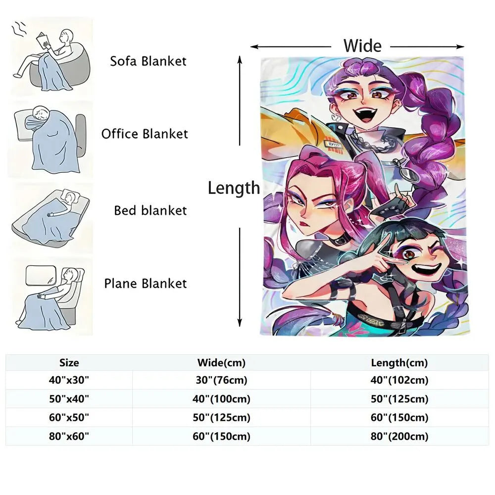 K-POP Demon Hunters Anime Characters Multipurpose Throw Blanket