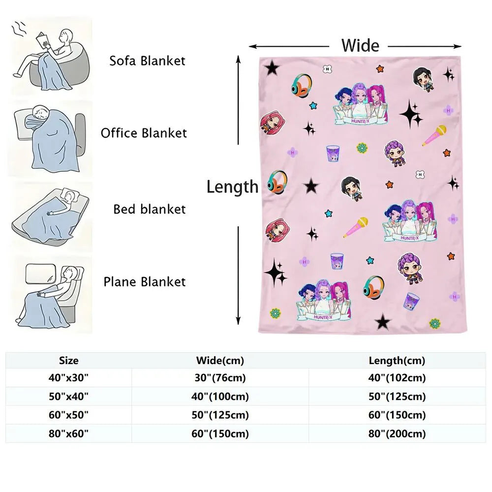 K-POP Demon Hunters Anime Characters Multipurpose Throw Blanket