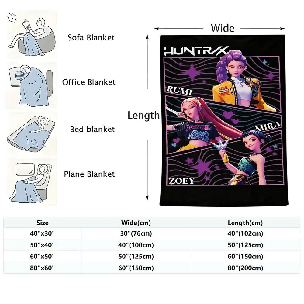 K-POP Demon Hunters Anime Characters Multipurpose Throw Blanket