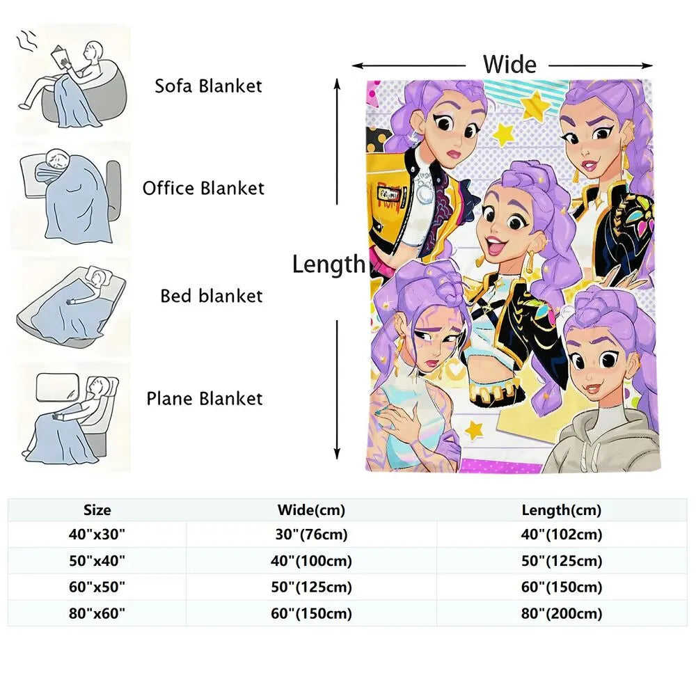 K-POP Demon Hunters Anime Characters Multipurpose Throw Blanket
