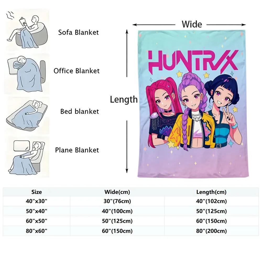 K-POP Demon Hunters Anime Characters Multipurpose Throw Blanket