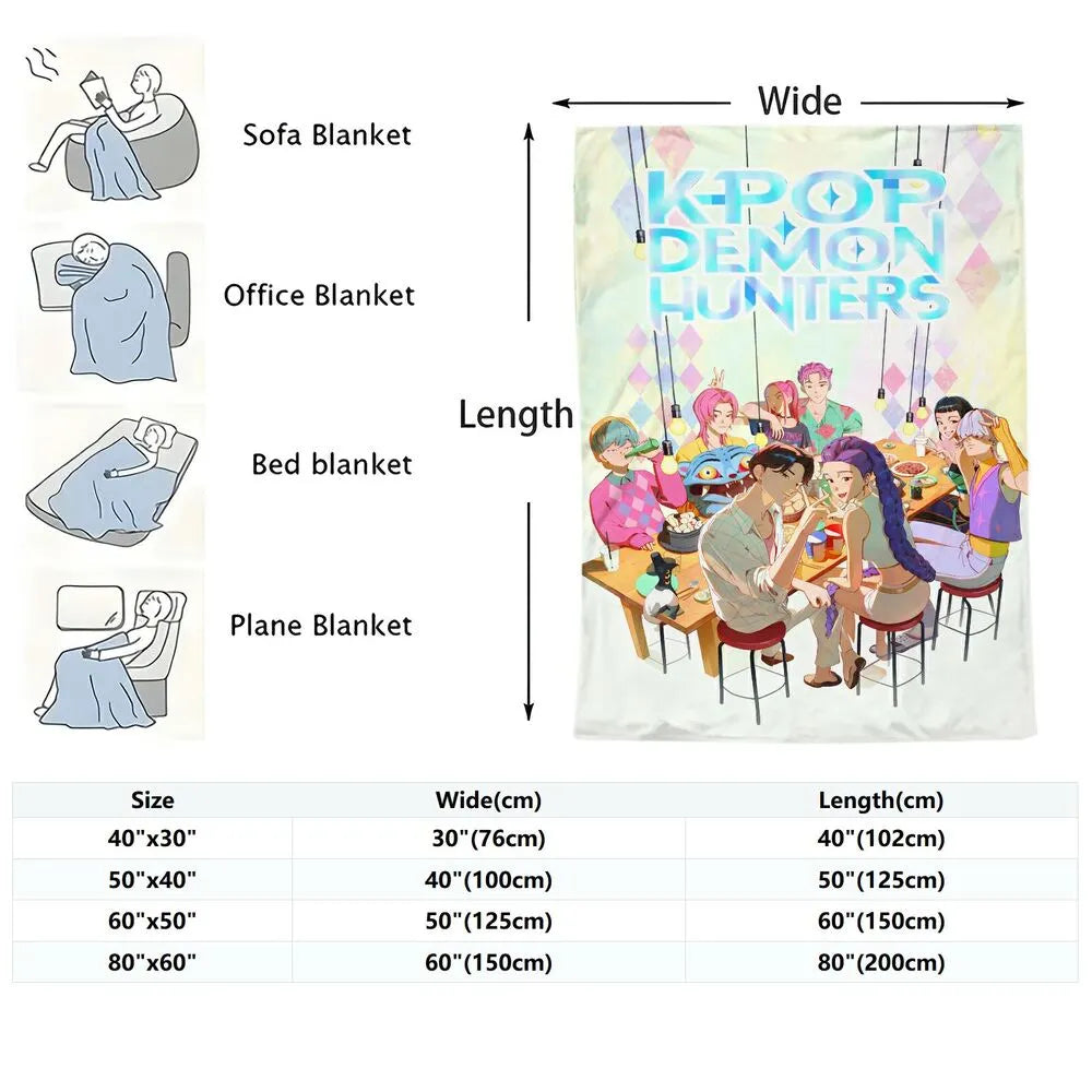 K-POP Demon Hunters Anime Characters Multipurpose Throw Blanket