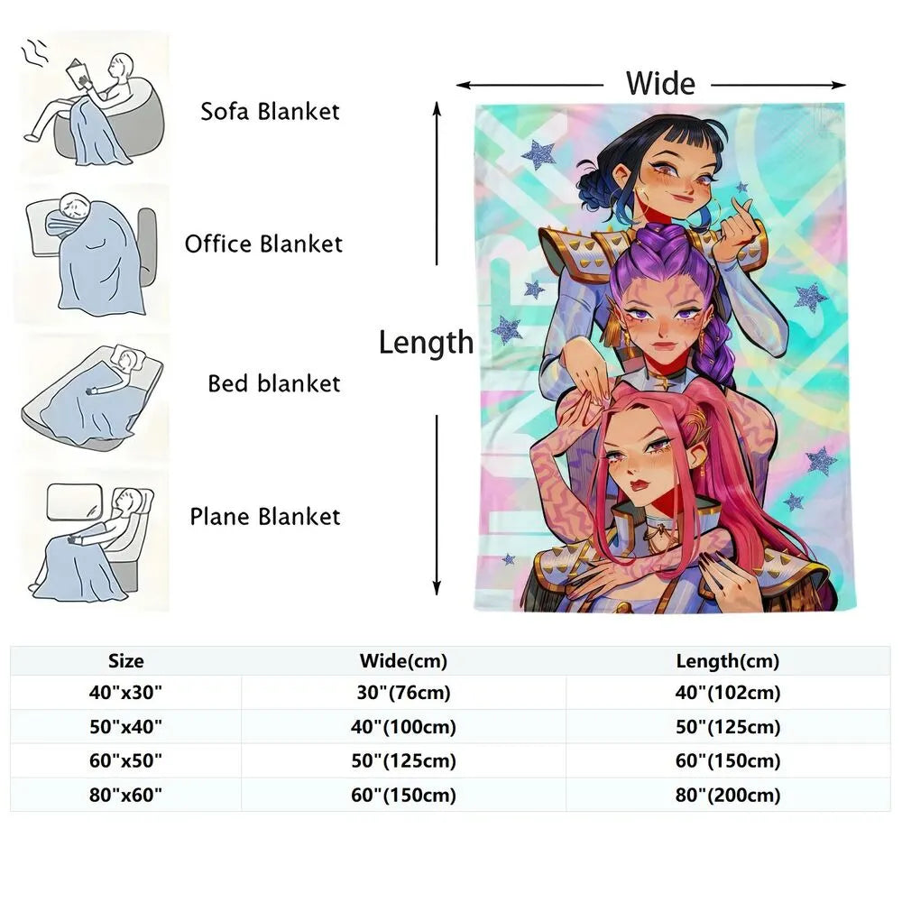 K-POP Demon Hunters Anime Characters Multipurpose Throw Blanket