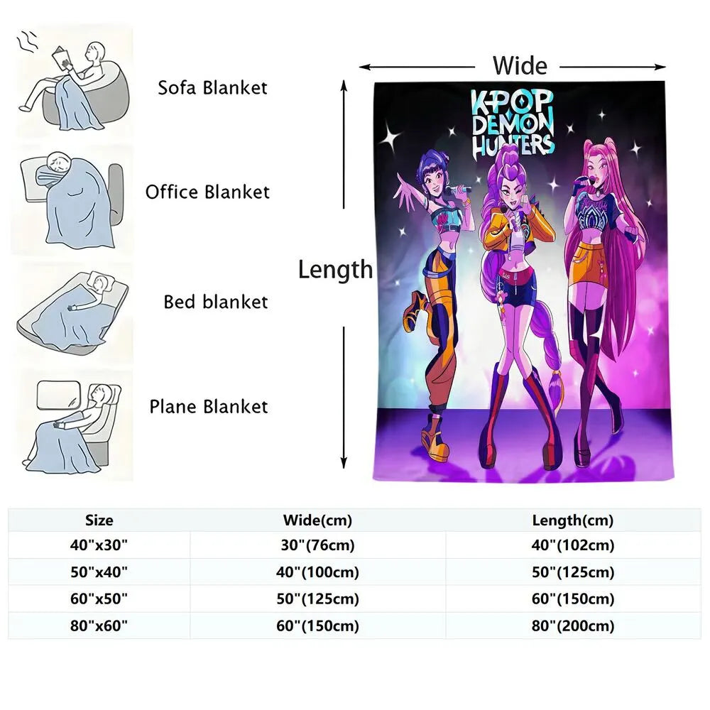 K-POP Demon Hunters Anime Characters Multipurpose Throw Blanket