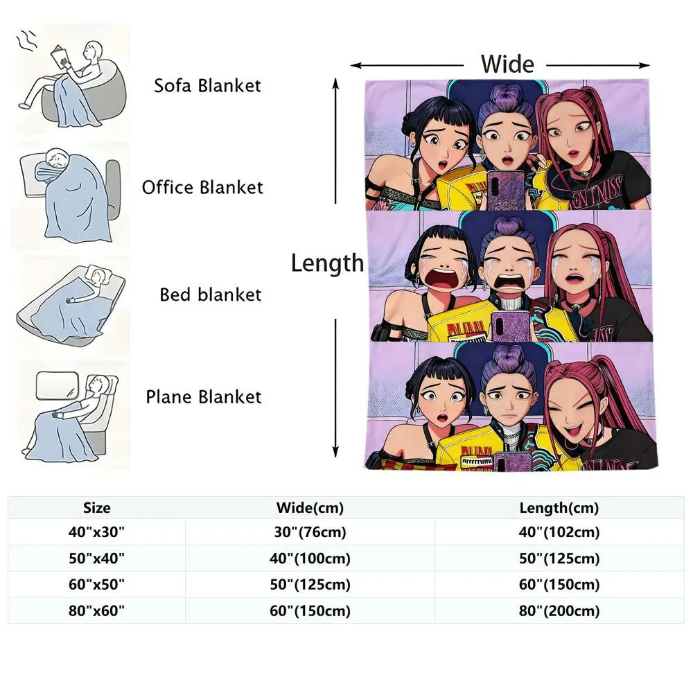 K-POP Demon Hunters Anime Characters Multipurpose Throw Blanket