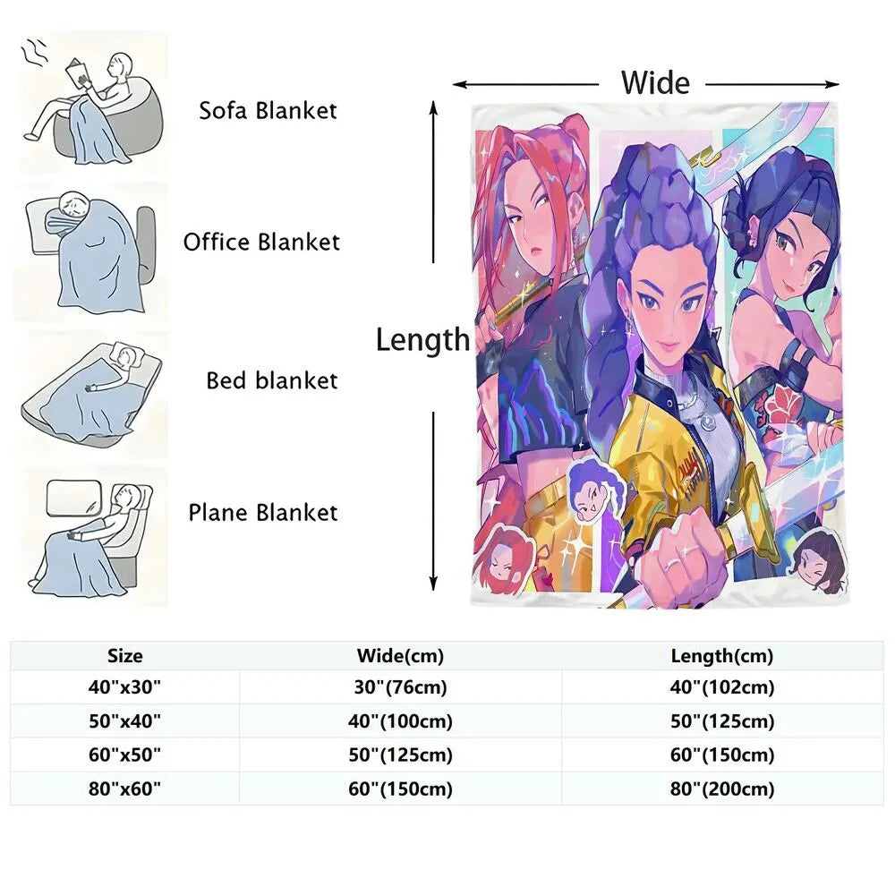 K-POP Demon Hunters Anime Characters Multipurpose Throw Blanket
