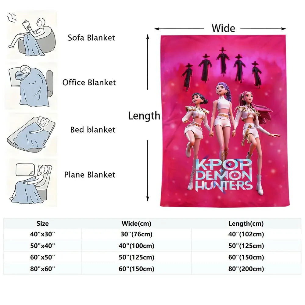 K-POP Demon Hunters Anime Characters Multipurpose Throw Blanket