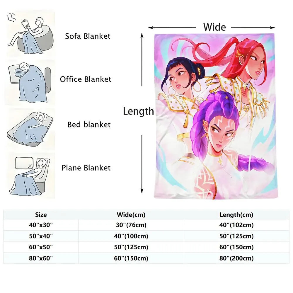 K-POP Demon Hunters Anime Characters Multipurpose Throw Blanket