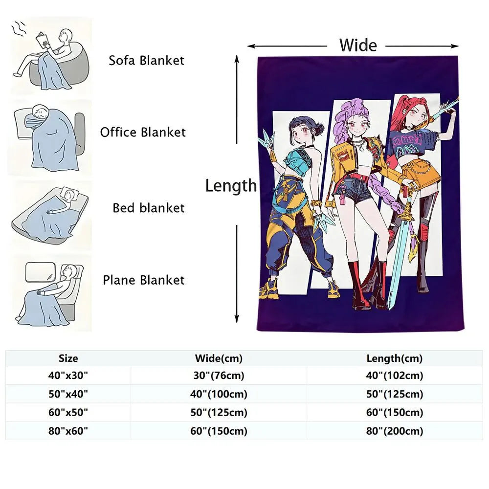 K-POP Demon Hunters Anime Characters Multipurpose Throw Blanket
