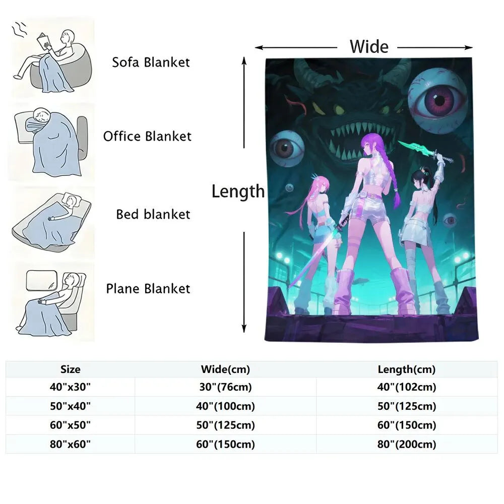 K-POP Demon Hunters Anime Characters Multipurpose Throw Blanket