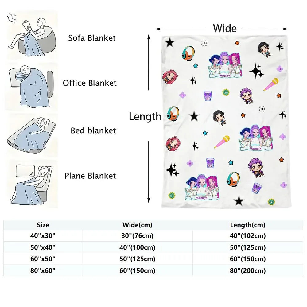 K-POP Demon Hunters Anime Characters Multipurpose Throw Blanket