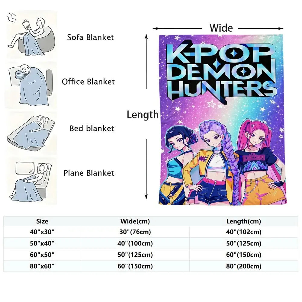 K-POP Demon Hunters Anime Characters Multipurpose Throw Blanket