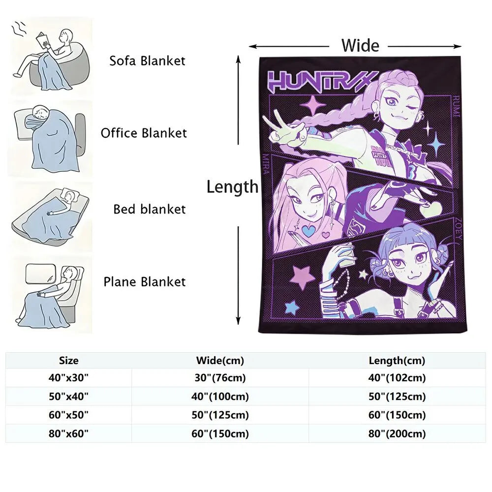 K-POP Demon Hunters Anime Characters Multipurpose Throw Blanket