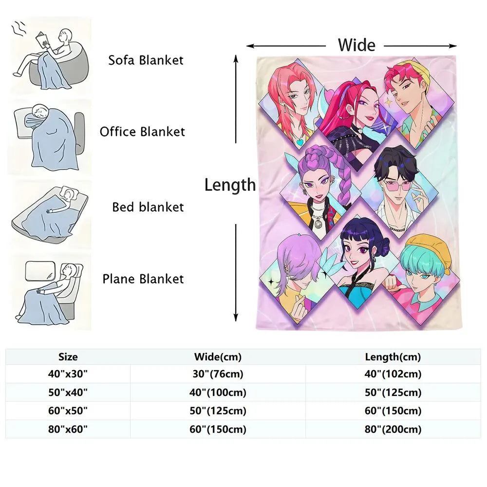 K-POP Demon Hunters Anime Characters Multipurpose Throw Blanket