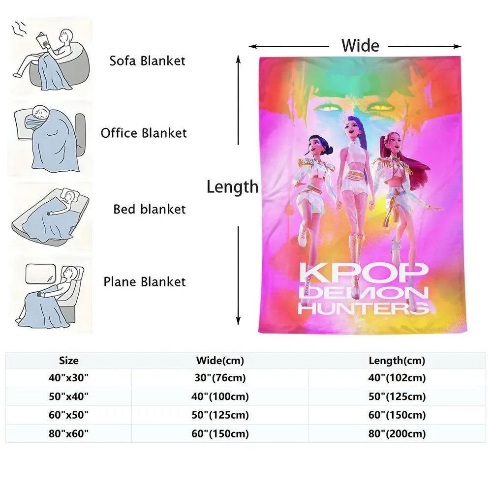 K-POP Demon Hunters Anime Characters Multipurpose Throw Blanket
