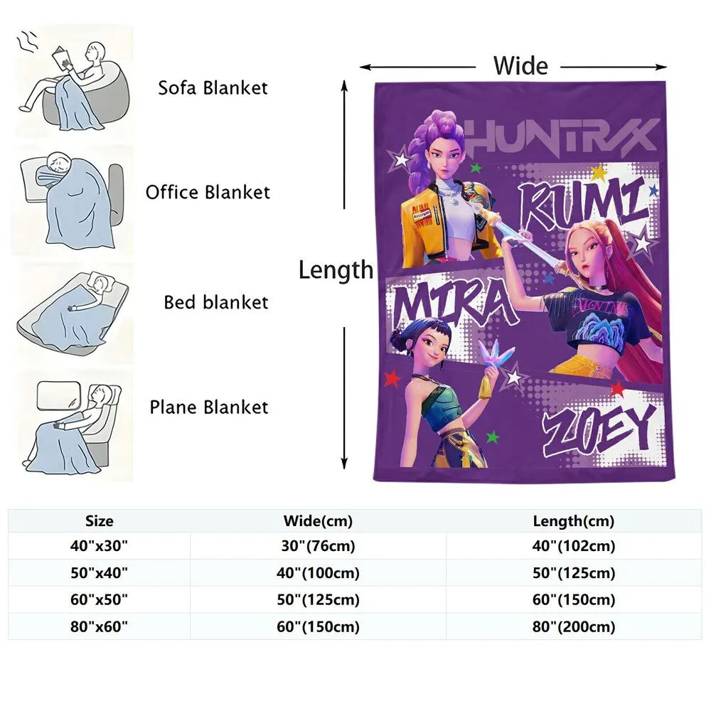 K-POP Demon Hunters Anime Characters Multipurpose Throw Blanket