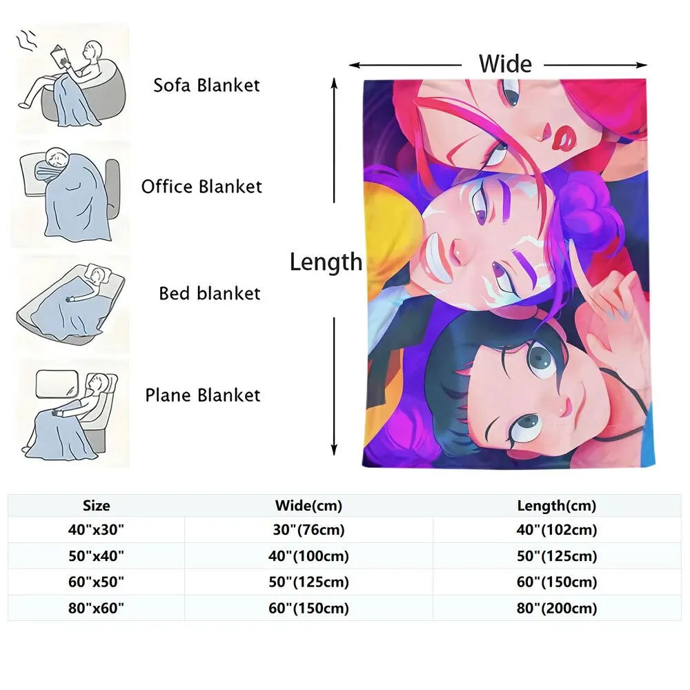 K-POP Demon Hunters Anime Characters Multipurpose Throw Blanket