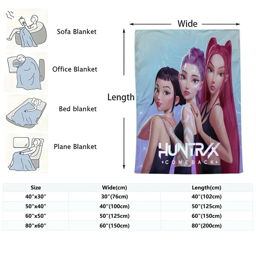 K-POP Demon Hunters Anime Characters Multipurpose Throw Blanket