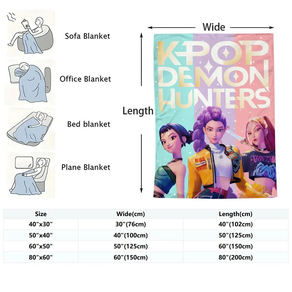 K-POP Demon Hunters Anime Characters Multipurpose Throw Blanket