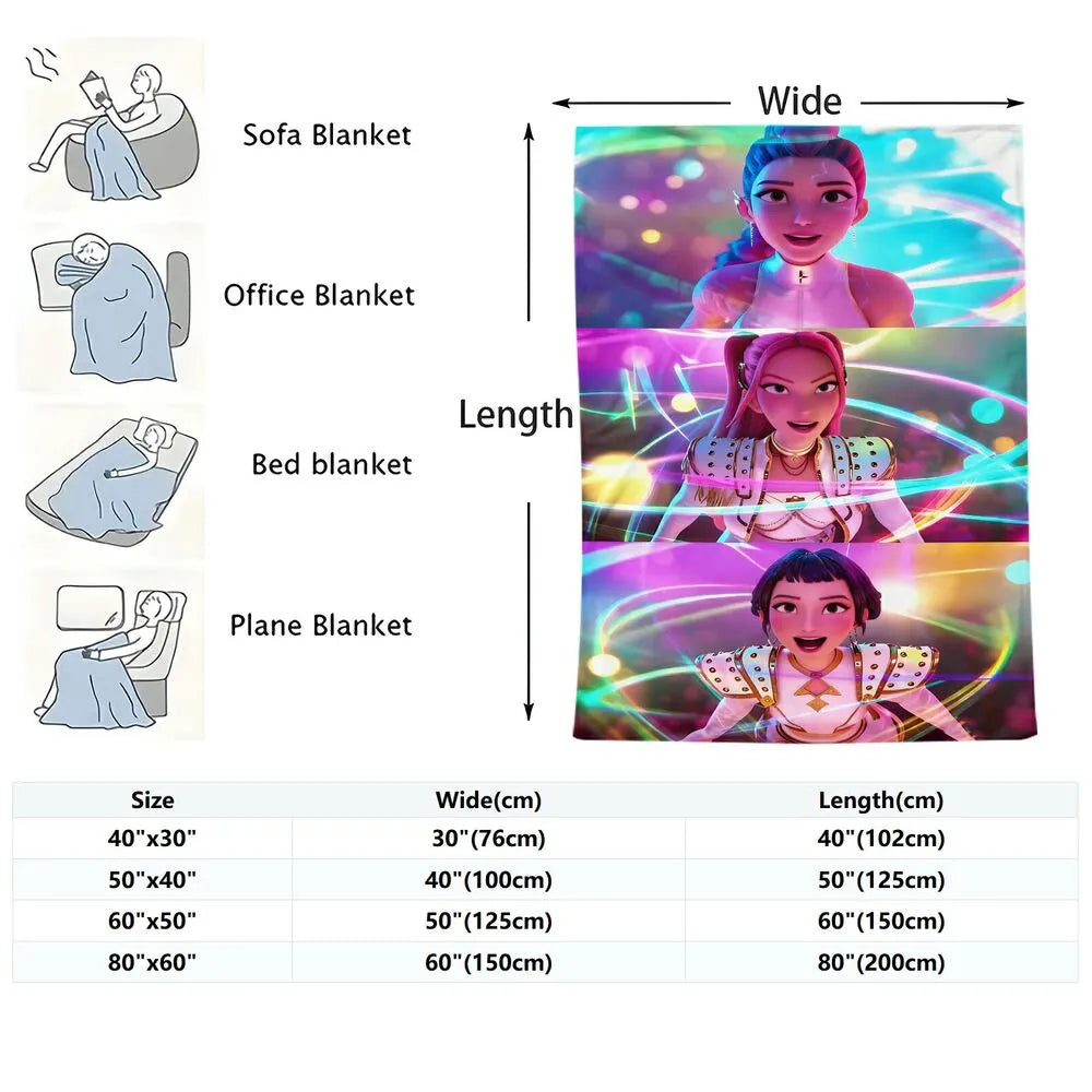 K-POP Demon Hunters Anime Characters Multipurpose Throw Blanket