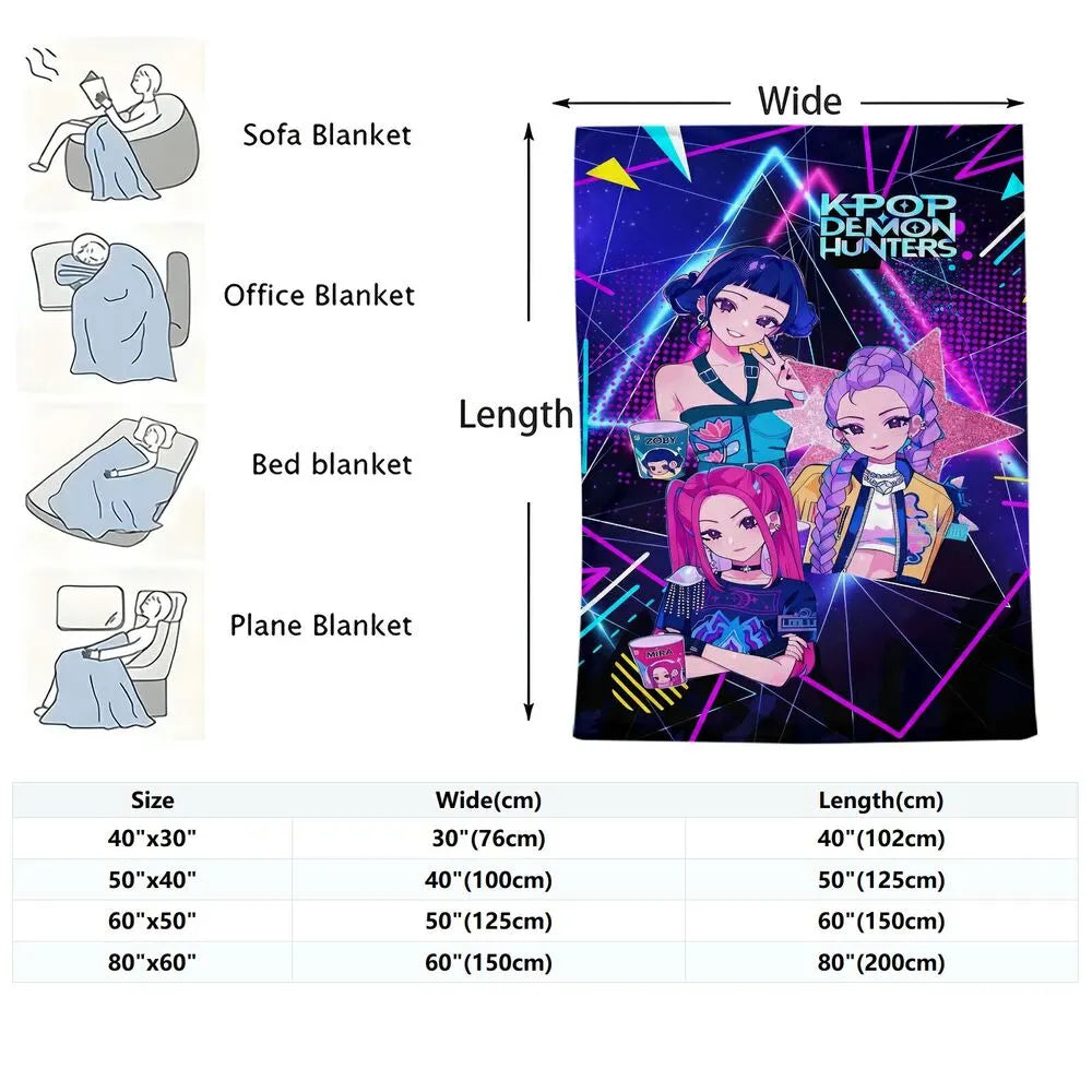 K-POP Demon Hunters Anime Characters Multipurpose Throw Blanket